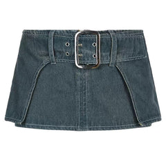 2000s fashion Hot Girl Style Ultra Short Denim Skirt Waist Large Breasted Hip Lifting Anti-Exposure Skirt