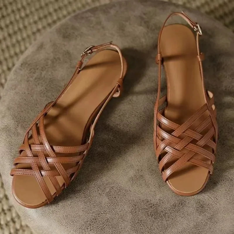 LIZAKOSHT  -  New Outdoor Handmade Cross Weaving Sandals Vintage Elegant Beach Shoes Summer Slippers Women's Flat Shoes