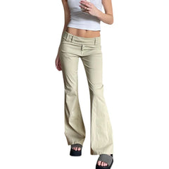 LIZAKOSHT  -  Hong Kong Style Girls Fashionable Solid Color Micro La Casual Pants, Spring and Summer New Millennium Leg Long Pants