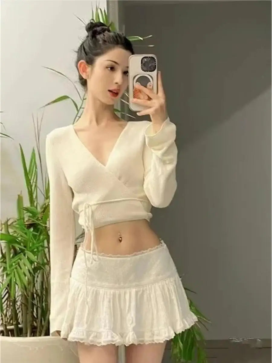 LIZAKOSHT  -  White Mini Skirts Y2k Clothes Cute White Lace Skirts Korean Style Embroidery Skirts For Women Black Mini Skirts High Waisted