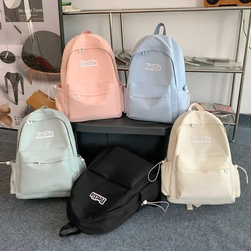 LIZAKOSHT  -  New Simple Solid Color Kawaii School Bag For Teenagers Girls Nylon Women Backpack Fashion Female College Student Travel Backpack