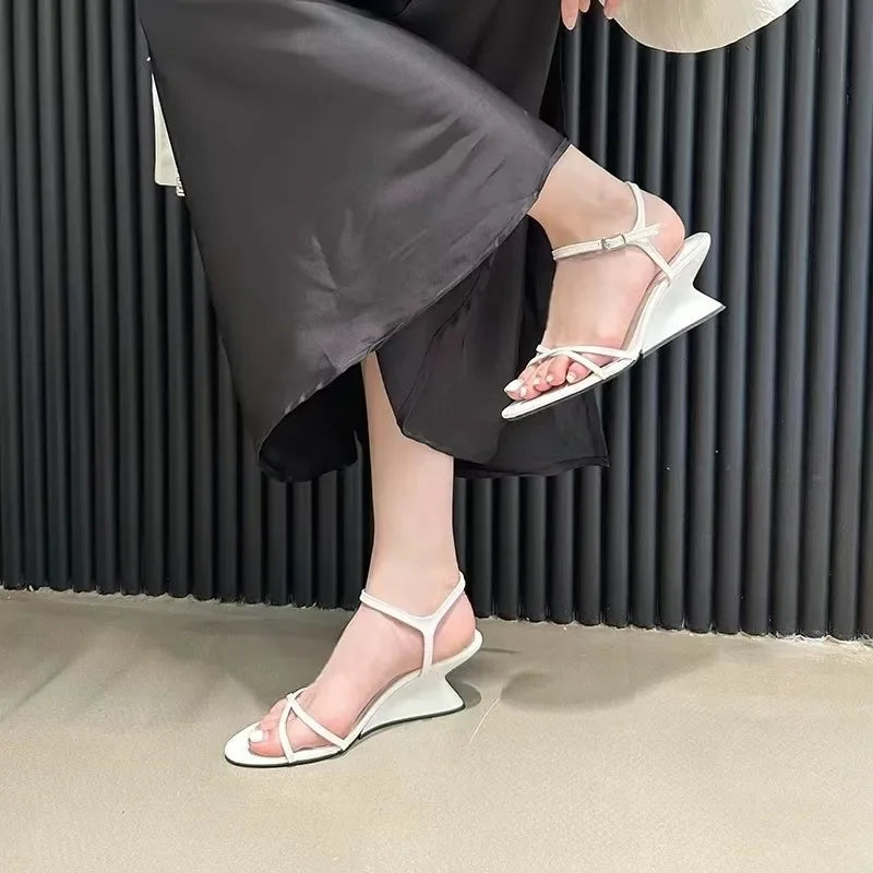 LIZAKOSHT  -  Summer Design Hollow Out Wedges Sandals Women Street Style Ankle Buckle Strap Banquet Dress Female Shoes  Женская Обувь