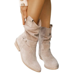 LIZAKOSHT  -  New Women Short Boots,Flock Booties,Low Heels Ankle Botas, Round toe,Side Zip,Black,Apricot,Brown