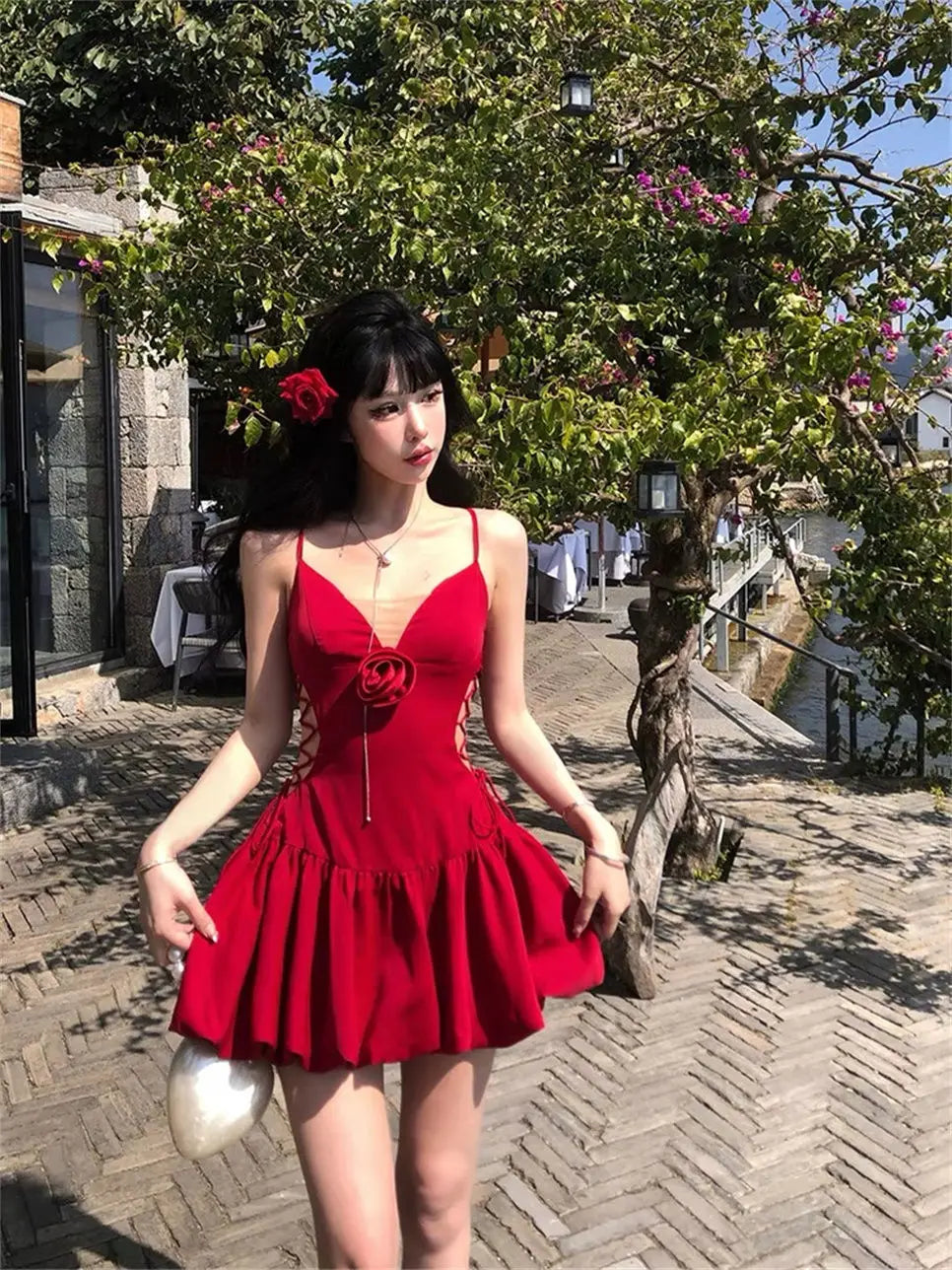 LIZAKOSHT  -  Red Sexy Elegant Dresses Women Black Coquette Aesthetic One Piece Bodycone Mini Sleeveless Short Dress Y2k Sweet Dress