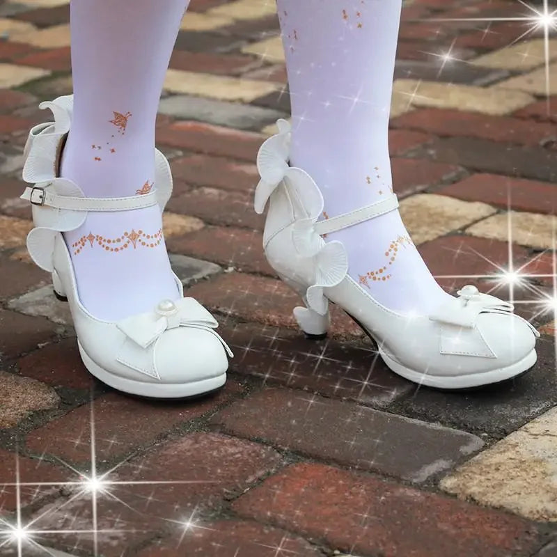 LIZAKOSHT  -  Lolita Shoes Cosplay Kawaii Anime Sweet Loli Women Tea Party High Heel Princess Bow Mary Jane Loli Shoes