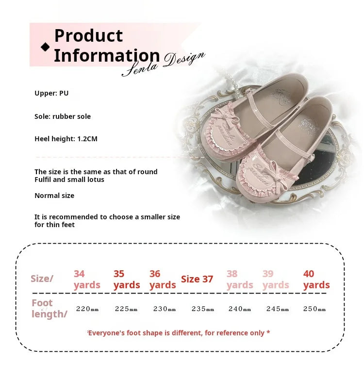 LIZAKOSHT  -  Original Japanese Student Jk Flat Bottom Lo Shoes Sweet Lolita Round Head Bow Single Shoes Lolita Shoes