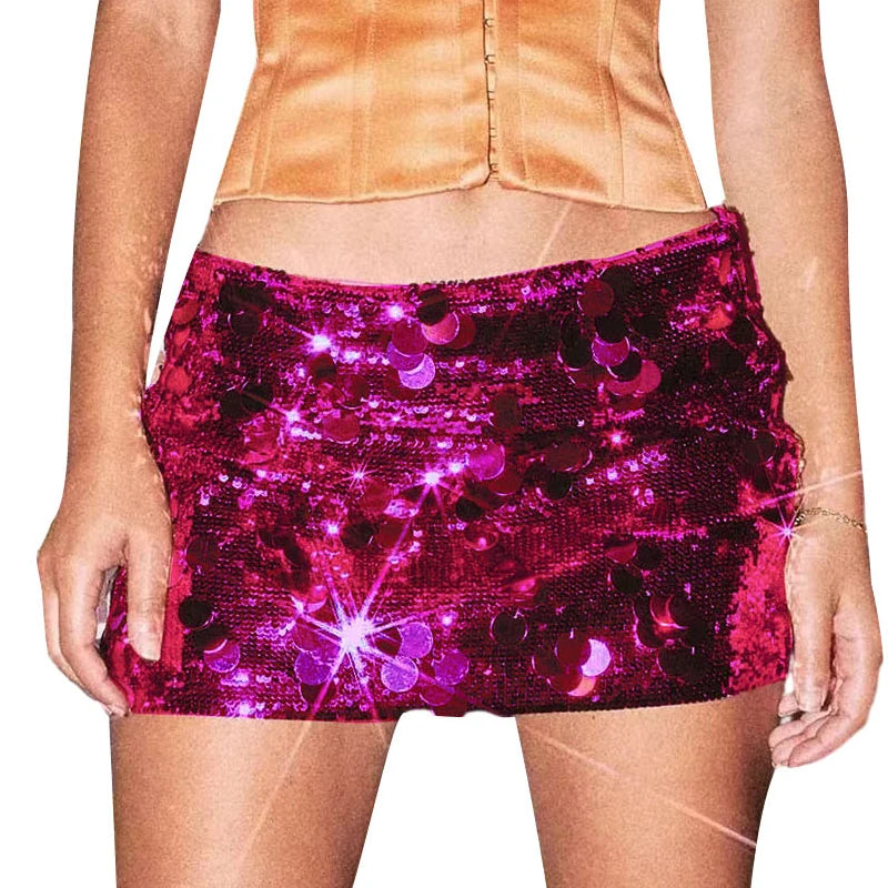 LIZAKOSHT  -  Glitter Shinny Bodycon Pencil Short Skirts Dancing Party Going Out Skirt Y2K Fashion Streetwear Women Sparkle Sequin Mini Skirt