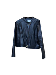 LIZAKOSHT  -  Autumn New Korean Version Loose Round Neck Retro Commuting Casual Versatile Jacket Leather Jacket for Women