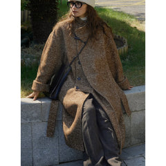 LIZAKOSHT  -  Autumn and Winter New Korean Version Retro Chinese Bullhorn Button Woolen Coat Loose and Slim Thick Coat for Women