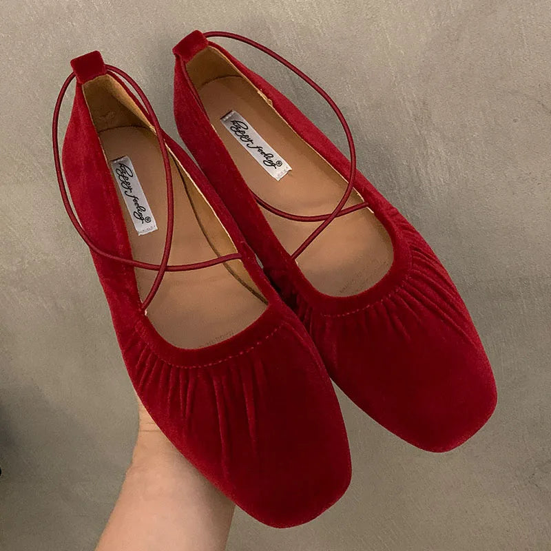 LIZAKOSHT  -  Red Green Women Flats Brand New Low Heel Ballet Round Toe Shallow Shoe Slip On Loafer Round Toe Ballet Flat Shoes zapatos