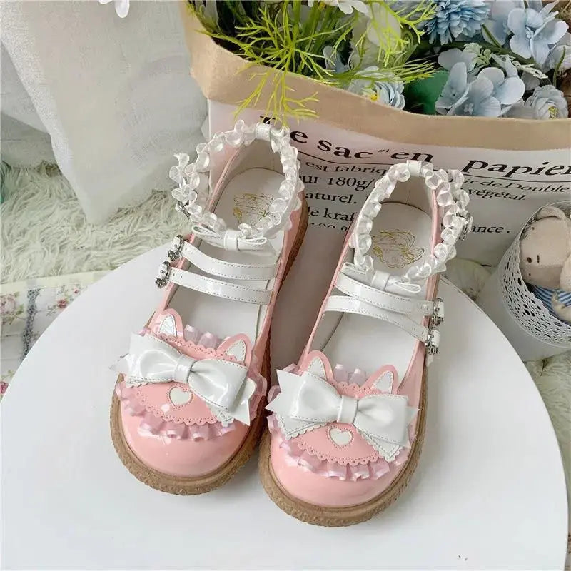 LIZAKOSHT  -  Original Cute Japanese Lolita Big Head Shoes Women Flat Bottom Versatile Student Single Shoes Kawaii Loli Girl Princess Shoes