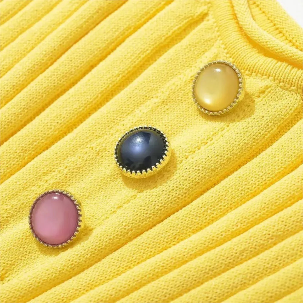 LIZAKOSHT  -  4 COLORS Sexy U collar Sleeveless Rib Knitting Dress Women Skinny Slim Fit Hem Pleated A-lined Short Tank Robe Pink Yellow Black