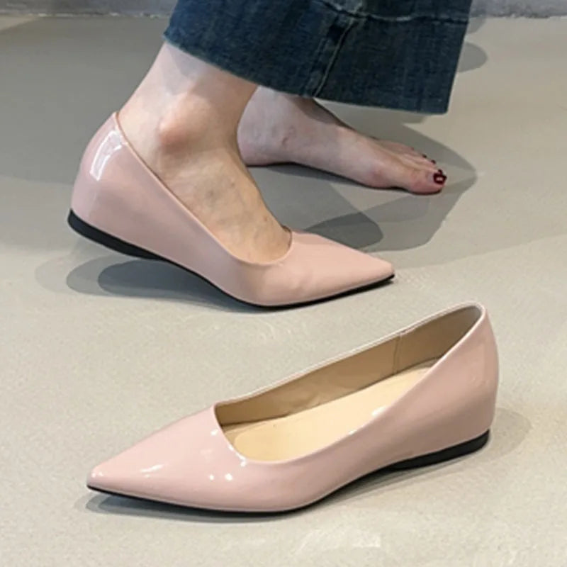 LIZAKOSHT  -  Autumn Women Pointed Toe Women Boat Shoes Fashion Low Wedge Heel Ladies Elegant Ballerinas Shoes Dress Pumps New Shoes Woman New