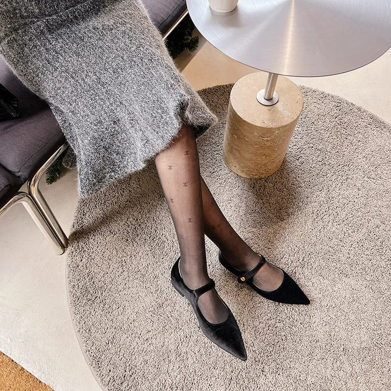 LIZAKOSHT  -  Fashion Women's Shoes New High Quality Velvet Pointed Flat Bottom Mary Jane Shoes Daily Commuter Lightweight Shoes