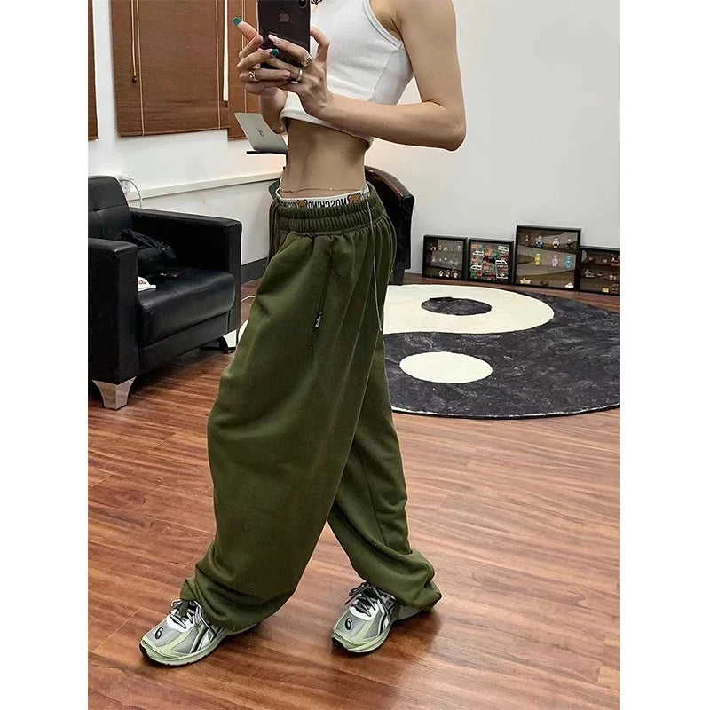 LIZAKOSHT  -  Oversized Sweatpants Women Streetwear High Waist Wide Leg Pants Harajuku Black Baggy Joggers Korean Casual Sports Trousers