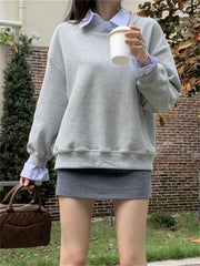 LIZAKOSHT  -  Preppy Style Women Sweatshirts Chic Loose New Spring 2023 All Match OL Gentle Casual Office Lady High Street