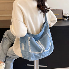 LIZAKOSHT  -  Denim Shoulder Bags For Women Fashion Canvas Crossbody Bags Large Capacity Cloth Messenger Bags Korea Style Pastoral Packages