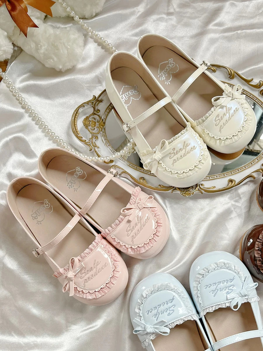 LIZAKOSHT  -  Original Japanese Student Jk Flat Bottom Lo Shoes Sweet Lolita Round Head Bow Single Shoes Lolita Shoes