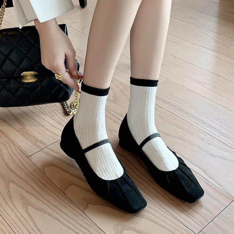 LIZAKOSHT  -  Fashion Women Shoes New High Quality Genuine Leather Retro Square Headed Mary Janes Daily Commuter Lightweight Shoes