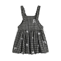 LIZAKOSHT  -  Free Shiping Pastoral Style Striped Plaid Bowknot Printed Women's Tight Waist Dresses Summer Strappy Ladies Short Dresses