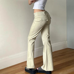 LIZAKOSHT  -  Hong Kong Style Girls Fashionable Solid Color Micro La Casual Pants, Spring and Summer New Millennium Leg Long Pants