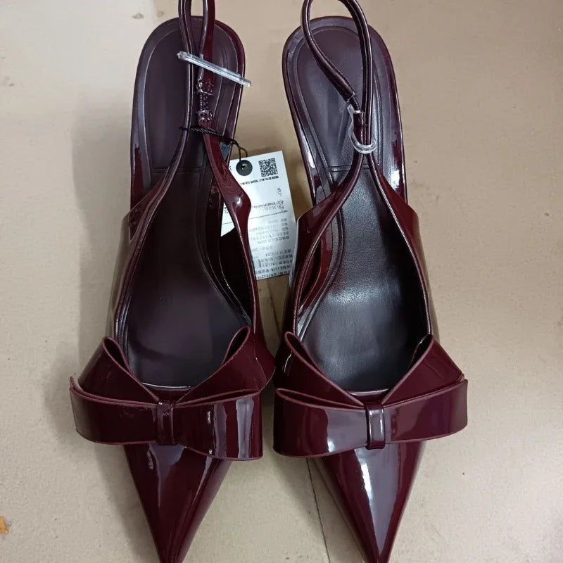 LIZAKOSHT  -  Butterfly-knot Designer Pointed Toe Heeled Sandals Women Back Strap Thin Heels Banquet Dress Shoes Women Pumps Zapatos De Mujer