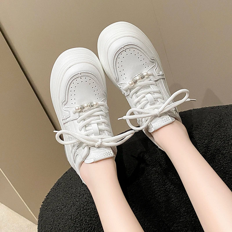 LIZAKOSHT  -  Sports Shoes Lady Clogs Platform Casual Female Sneakers Crystal Autumn Basket Creepers New Small Rhinestone Fall Leisure