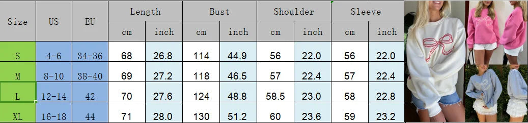 LIZAKOSHT  -  Cute Bowknot Print Hoodie Teen Girl Loose Fit Pullover Autumn Casual Long Sleeve Crew Neck Baggy Tops Women Y2k Sweatshirt