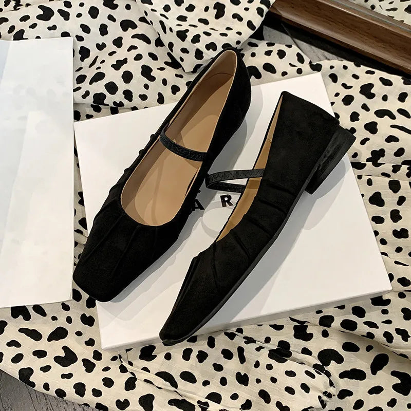 LIZAKOSHT  -  Fashion Women Shoes New High Quality Genuine Leather Retro Square Headed Mary Janes Daily Commuter Lightweight Shoes