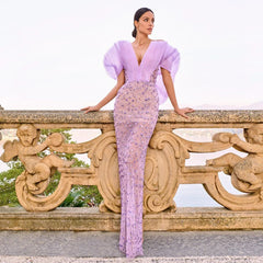 Luxury Dubai Lilac Evening Dresses for Women Wedding Party 2024 Elegant Off Shoulder Arabic Formal Prom Gown