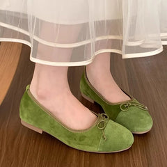 LIZAKOSHT  -  Green New Brand Women Flats Soft Leather Eelgant Dress Shoes Round Toe Shallow Slip On Ladies Casual Ballet Shoes Mujer