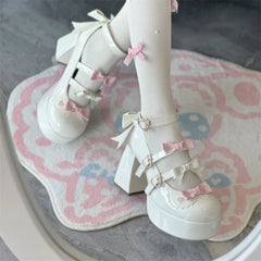 LIZAKOSHT  -  Lolita Thick Heel Original Cute And Sweet Japanese Bow Single Shoes For Women Kawaii Loli Tea Party High Heels