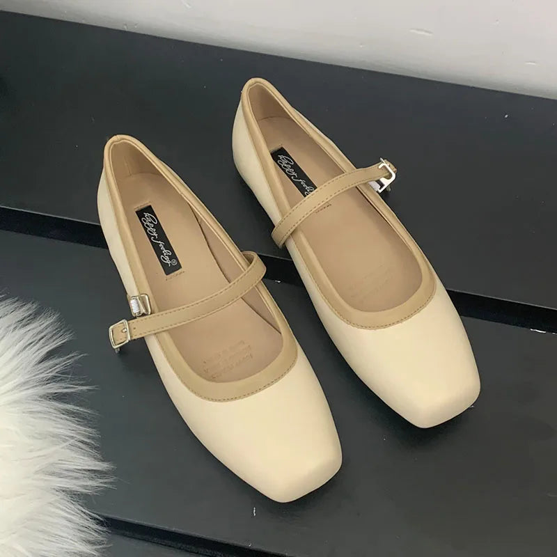 LIZAKOSHT Autumn New Brand Women Flat Shoes Fashion Square Toe Ladies Mary Jane Shoes Silk Soft Summer Casual Dress Ballet Slingba