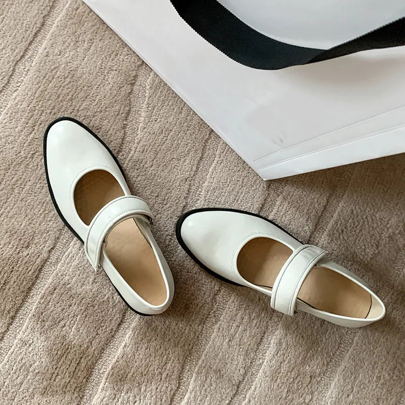 LIZAKOSHT  -  Fashion Pumps New High Quality Genuine Leather Round Head Mid Heel Simple Mary Jane Shoes Daily Commuter Women's Shoes