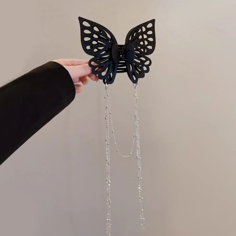 Tassel butterfly hair clip