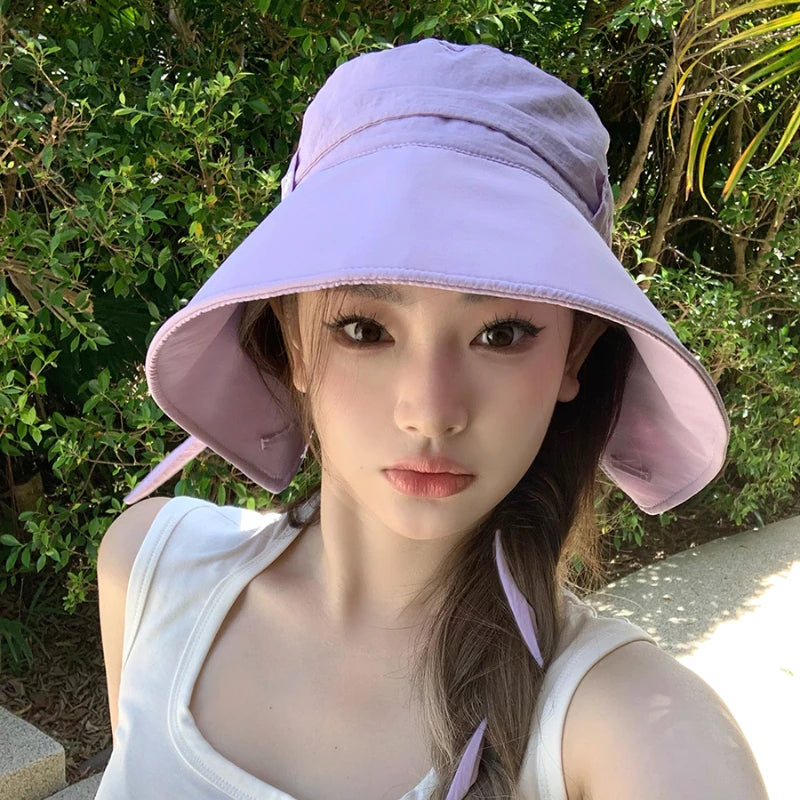 Lizakosht Thin Quick-drying Strap Bucket Hat Big Head Show Face Small Summer Sun Protection Shade Korean Version Cute Women's Hats