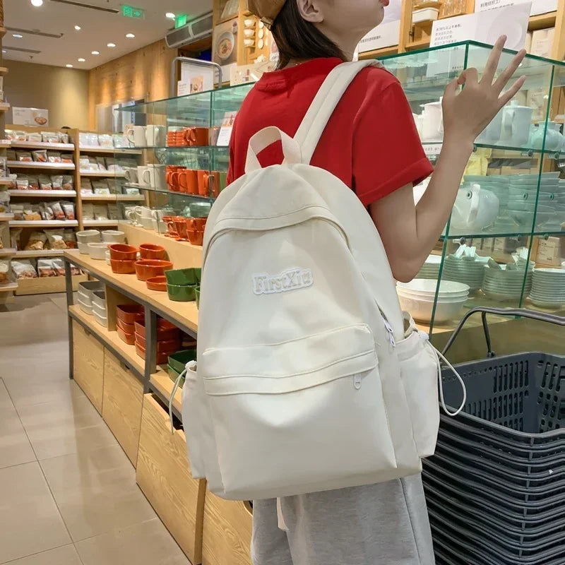 LIZAKOSHT  -  New Simple Solid Color Kawaii School Bag For Teenagers Girls Nylon Women Backpack Fashion Female College Student Travel Backpack