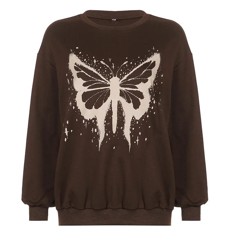 LIZAKOSHT  -  Instagram Street Personalized Butterfly Print Loose Sweater Coat Women's Wear