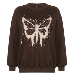 LIZAKOSHT  -  Instagram Street Personalized Butterfly Print Loose Sweater Coat Women's Wear