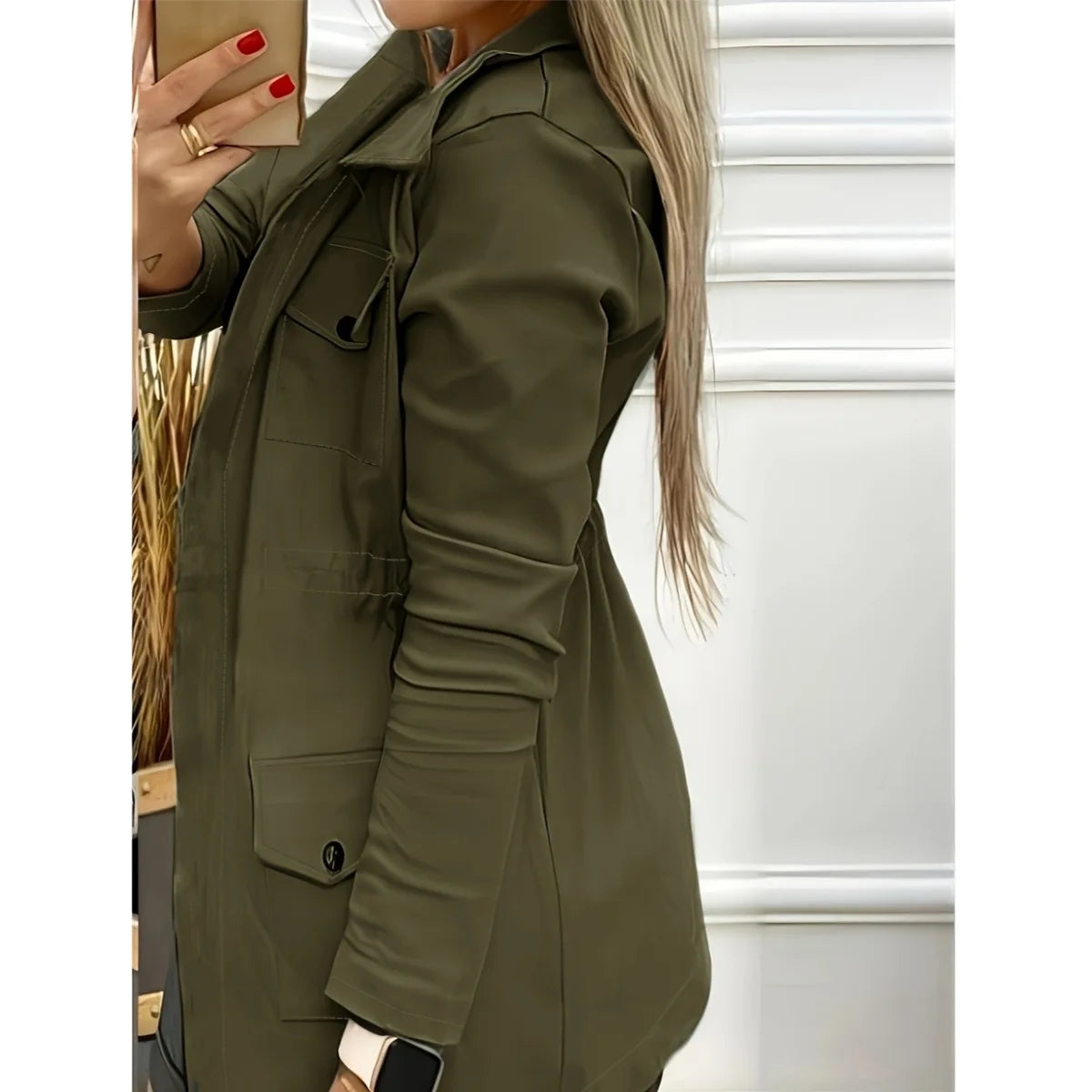 LIZAKOSHT  -  Spring and Autumn Fashion Casual Loose Zipper Drawstring Jacket Women's Coat