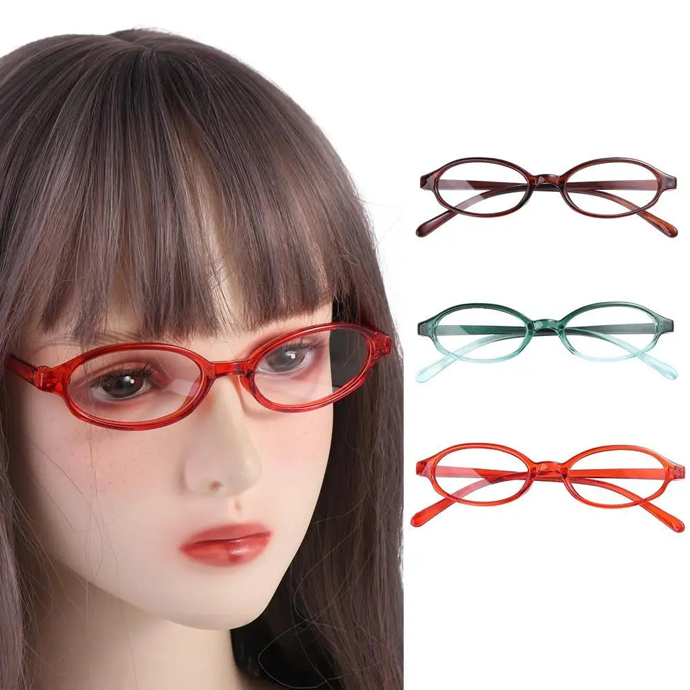 LIZAKOSHT  -  Oval Small Oval Frame Glasses Shiny PC Round Frame Flat Spectacle Glasses Korean Style Y2k Optical Myopia Glasses Daily