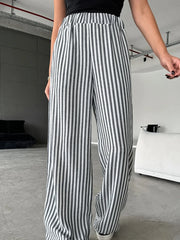 LIZAKOSHT  -  Bronladies High Waisted Thin Pants Women's Stripe Versatile Fashionable Loose Trousers Casual Office Lady Wide Leg Pants Summer