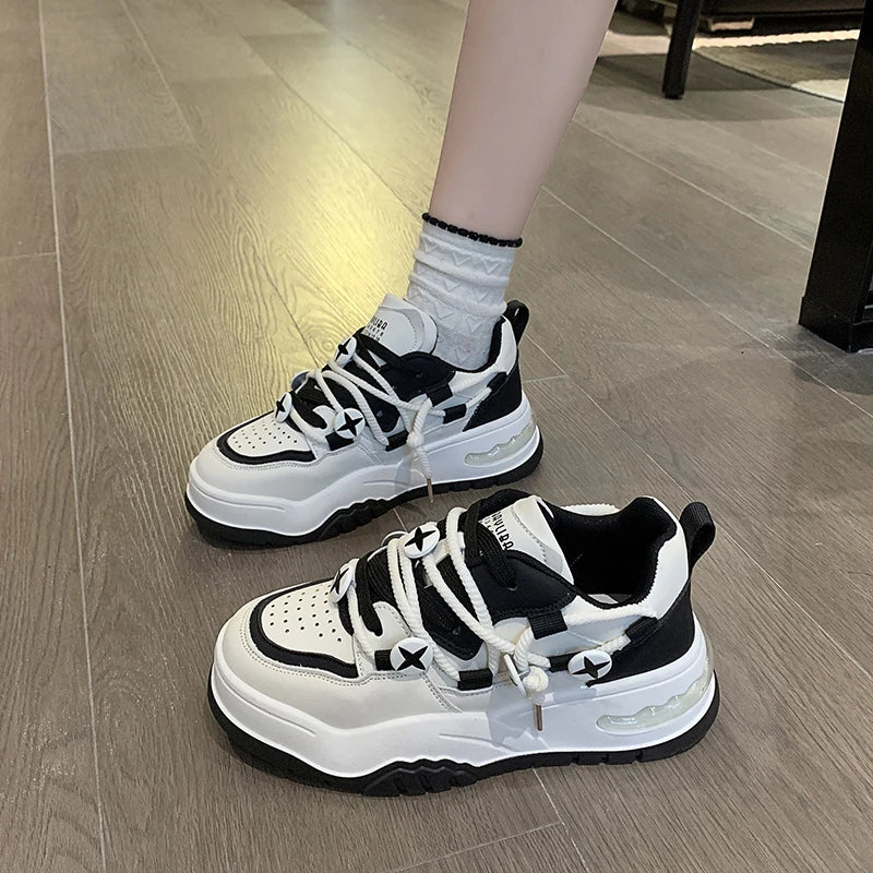 LIZAKOSHT  -  Autumn New Flat Bottom Women's Sports Shoes Women Tennis Casual Vulcanize Black Fashion Harajuku Female Platform Sneakers