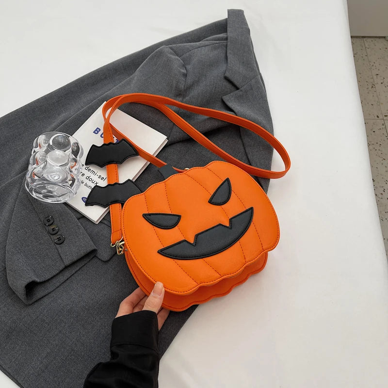 Halloween Pumpkin Crossbody Bag for Women Novelty Pumpkin Purse Halloween Devil Shoulder Bag Funny Crossbody Purse