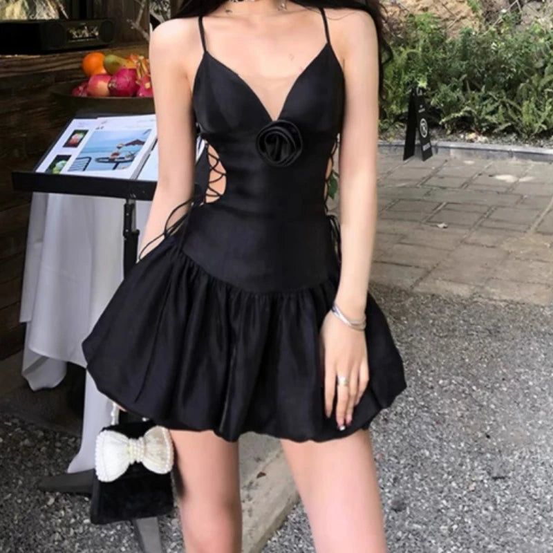 LIZAKOSHT  -  Red Sexy Elegant Dresses Women Black Coquette Aesthetic One Piece Bodycone Mini Sleeveless Short Dress Y2k Sweet Dress