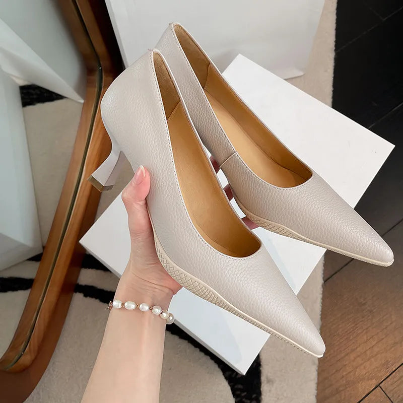 LIZAKOSHT  -  Fashion Pumps New High Quality Genuine Leather Comfortable Sports Sole Shallow Heels Daily Commuter Women Shoes