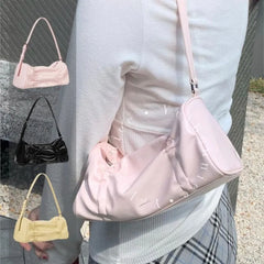 LIZAKOSHT  -  Pink Pillow Y2k Shoulder Bags Lady Fairycore Aesthetic Leather Handbag Purse Ladies Hot Girls Underarm Bag Luxury Women