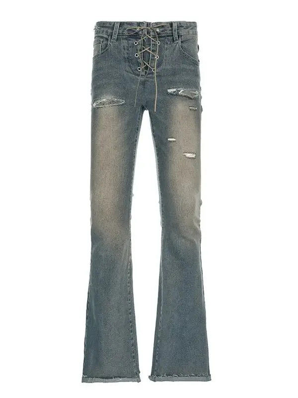 LIZAKOSHT  -  Vintage Low Rise Flared Jeans Streetwear Wide Leg Denim Pants Y2k Aesthetic Female Straight Trousers Chic All Match New
