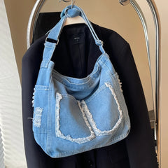 LIZAKOSHT  -  Denim Shoulder Bags For Women Fashion Canvas Crossbody Bags Large Capacity Cloth Messenger Bags Korea Style Pastoral Packages