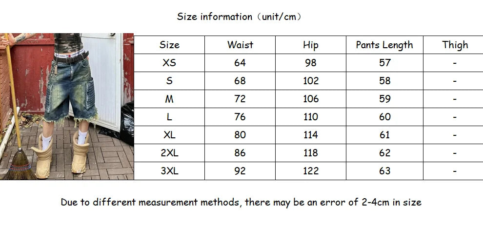 LIZAKOSHT  -  Vintage Wash Raw Edge Pocket Cargo Jeans Woman Y2K Streetwear Loose Distressed Fashion High Waist Straight Wide Leg Denim Pants